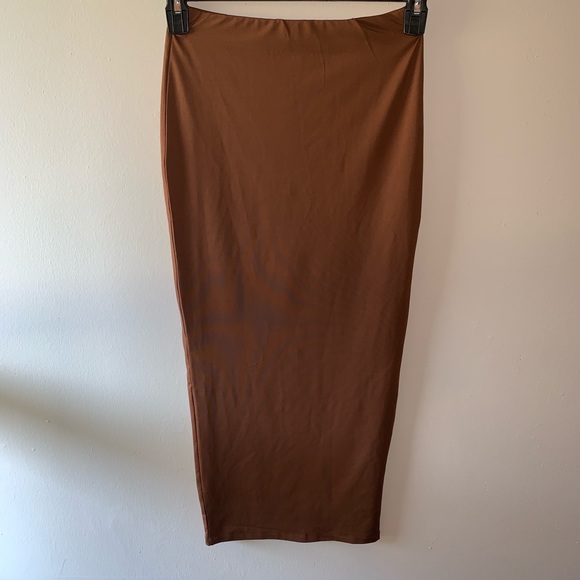 Fashion Nova | Olive Oil Midi Pencil Skirt - Picture 3 of 8